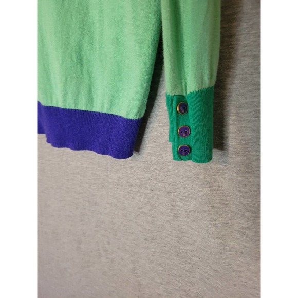 Girl's Tommy Hilfiger Green Purple Color Block  Pockets Cardigan Sweater Medium - Picture 3 of 11